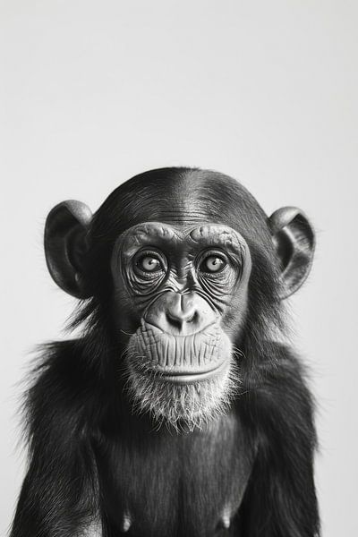 Schimpanse in Schwarz-Weiß von Poster Art Shop