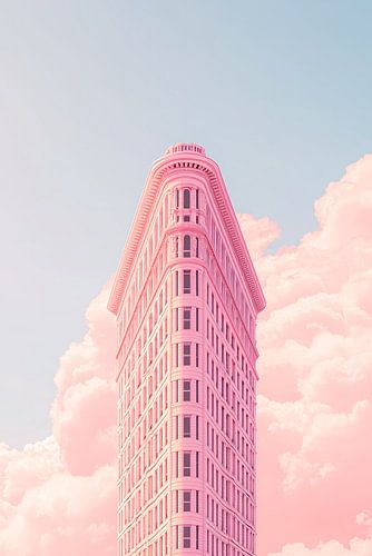 Flacheisengebäude in Pastell