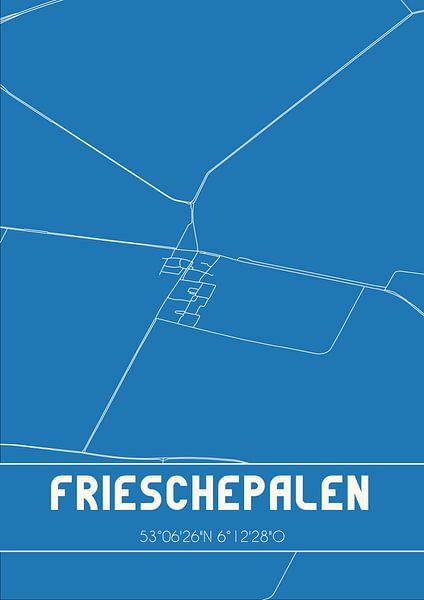 Blaupause | Karte | Frieschepalen (Fryslan) von Ortsdrucke