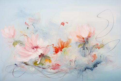 Fleurs modernes et abstraites dans des couleurs pastel