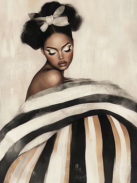Modern portret  met gouden accenten van Carla Van Iersel