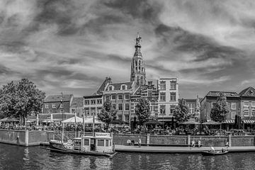 Breda - Harbour - Great Church - Black and White