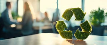 Sustainability in the office - green recycling symbol by Poster Art Shop