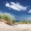 Vue panoramique des dunes sur la plage et la mer Baltique par une chaude journée d'été. sur Voss Fine Art Fotografie