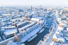 Zwolle, Thorbeckegracht: verschneiter Wintersonnenaufgang von Sjoerd van der Wal Fotografie