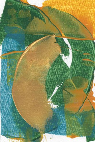 Abstrakte Kunst in Grün, Blau und Gold