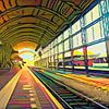 Schilderij Station Haarlem in stijl van Picasso van Slimme Kunst.nl
