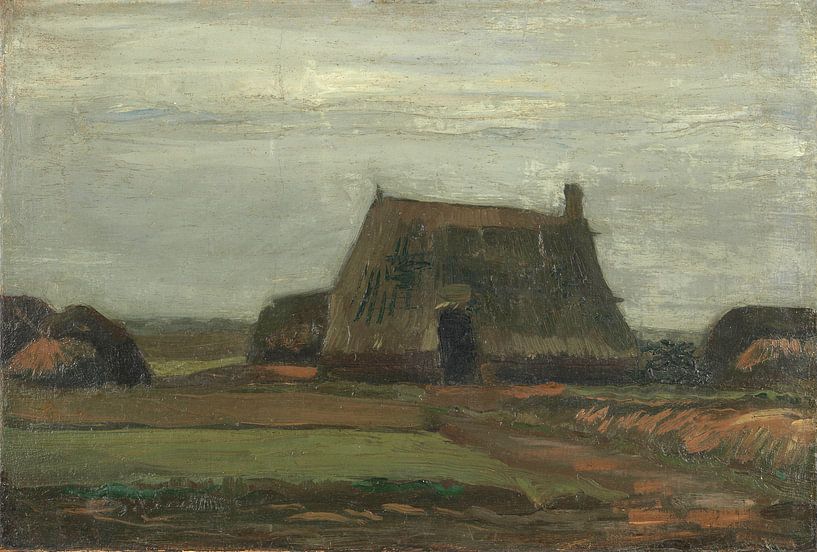 Vincent van Gogh, Farm with peat heaps by 1000 Schilderijen