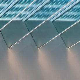 Abstract interplay of lines in blue and grey by Greetje van Son