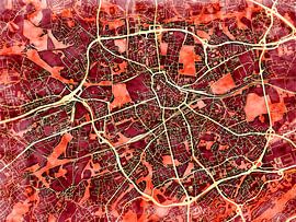 Map of Bochum with the style 'Amber Autumn' by Maporia
