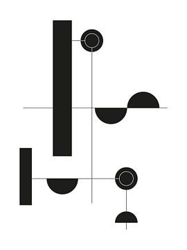 Zwart-wit Geometrische Print van MDRN HOME
