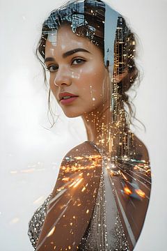 Femme en ville, double exposition