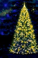 Christmas tree with golden lights