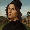 Portrait de Lorenzo di Credi (1488) par Pietro Perugino. Rétro en noir, brun, bleu, vert sur Dina Dankers
