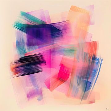 Dekorative Komposition aus Farbe und Transparenz mit einem Hauch von Neon von Lauri Creates
