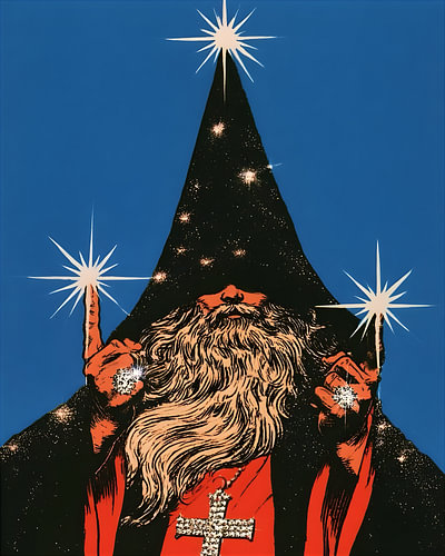 The Astral Wizard - Retro kosmische duistere fantasy-illustraties