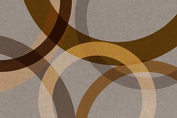 Abstracte organische vormen in bruin, oker, beige. Moderne geometrie in retrostijl nr. 6 van Dina Dankers