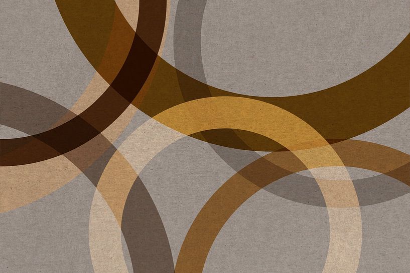 Abstrakte organische Formen in Braun, Ocker, Beige. Moderne Geometrie im Retro-Stil Nr. 6 von Dina Dankers