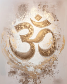 Goldenes Om Symbol in Beige und Creme