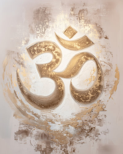 Golden Om symbol in beige and cream