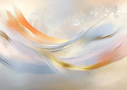 Pastel ondulé | Lignes dorées Art