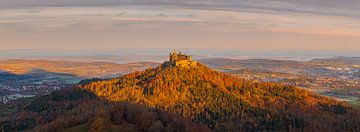 Panorama and sunrise in autumn at Hohenzollern Castle