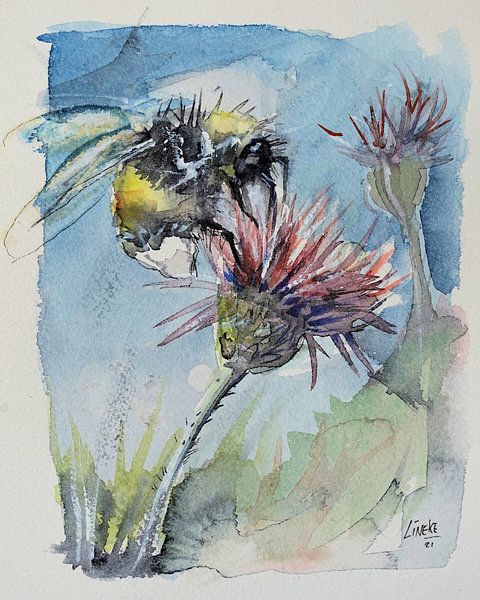Bourdon sur chardon par Lineke Lijn