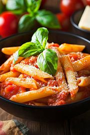 Pasta with fresh tomato sauce and basil by Poster Art Shop