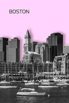 BOSTON Skyline | Graphic Art | pink by Melanie Viola