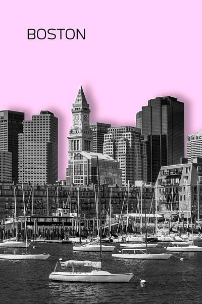BOSTON Skyline | Graphic Art | rosa von Melanie Viola