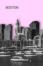 BOSTON Skyline | Graphic Art | rosa von Melanie Viola Miniaturansicht