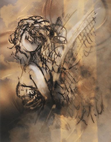 Goudbruin abstract kunstwerk