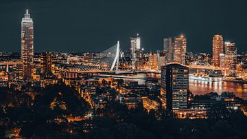 Nachtelijke Rotterdam Skyline van Paul Poot
