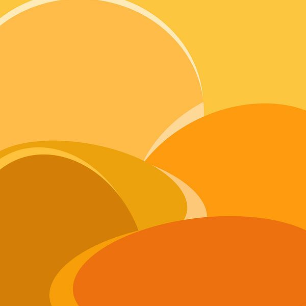Yellow Expression – Digitale Illustration in leuchtendem Gelb, Abstrakte Ellipsen-Komposition, Teil einer Farbserie von nachtfarbenart