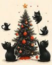 Festliche Katzen und der Weihnachtsbaum von Hikmah Hidahasbi Miniaturansicht