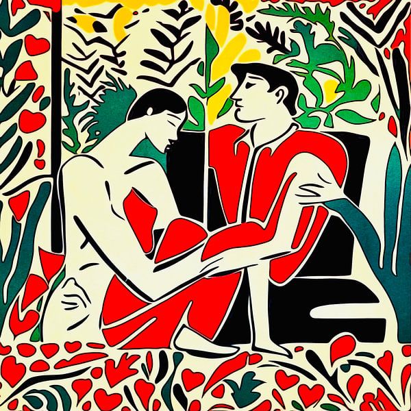 Couple d'amoureux, motif 2-Matisse inspired par zam art