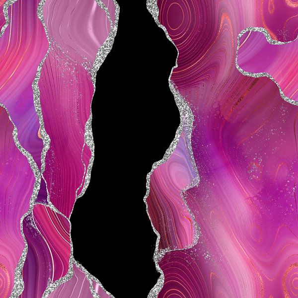 Magenta &amp; Zilver Agaat Textuur 01 van Aloke Design