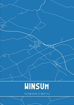 Blauwdruk | Landkaart | Winsum (Fryslan) van Rezona