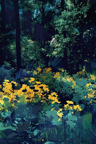 Digitale Kunst eines üppigen Blumengartens von Art & Soul Creations