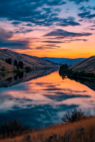 River landscape in the evening by Poster Art Shop