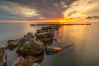 Sunrise at the IJsselmeer lake in The Netherlands