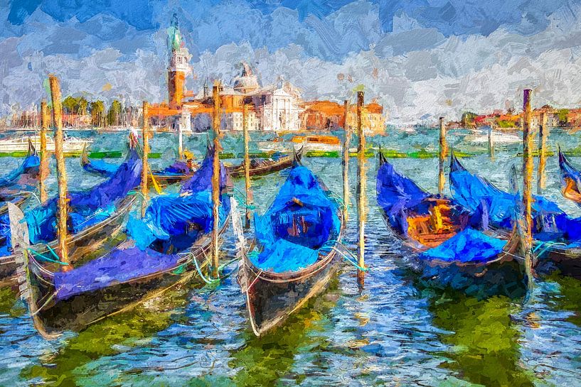 De charme van Venetië - Digitaal schilderij van Joseph S Giacalone Photography