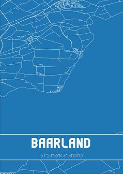 Blauwdruk | Landkaart | Baarland (Zeeland) van MijnStadsPoster