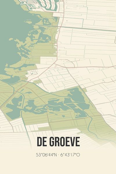 Vintage map of De Groeve (Drenthe) by Prints of Place