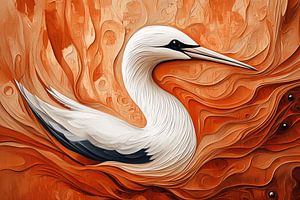 Schwan in feuriger Palette Eleganz in Orangetönen