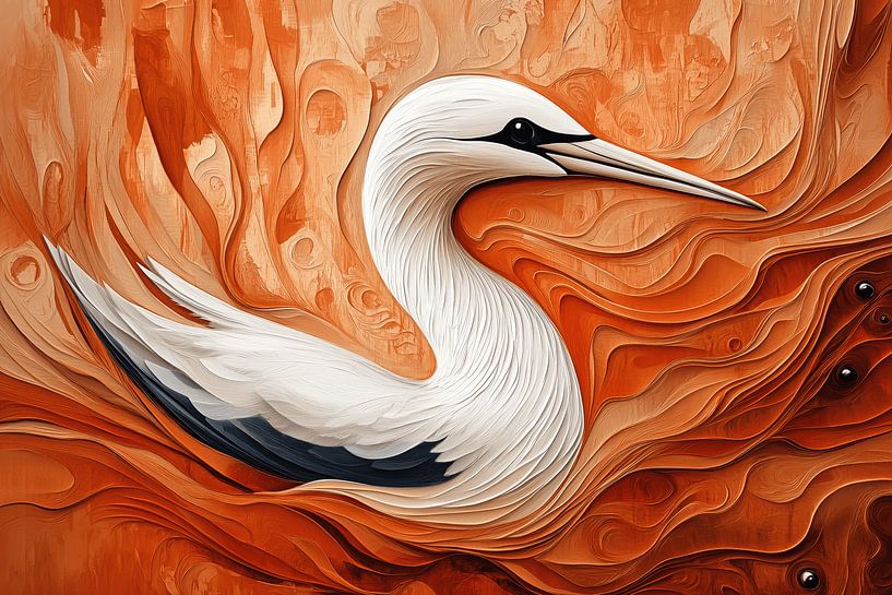 Schwan in feuriger Palette Eleganz in Orangetönen von Eva Lee
