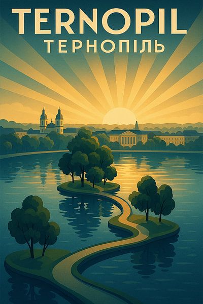 Ternopil Lake Art Print - Eiland van Liefde &amp; Sunset Park Landschap van Travel Shop