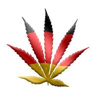 Cannabis leaf with a German flag overlay.