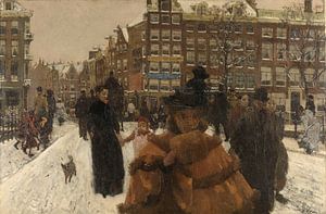 Die Singel Brücke in der Paleisstraat in Amsterdam, George Hendrik Breitner