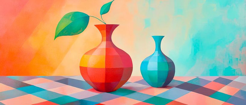 Vibrante vases in a play of colours - Abstract by Poster Art Shop